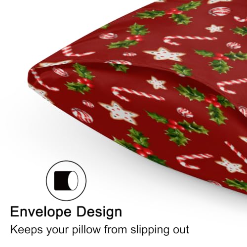 Christmas Satin Silk Pillowcase for Hair and Skin Queen Size – YoYoYuchong (B Candy Cane Berry 30 x 20)