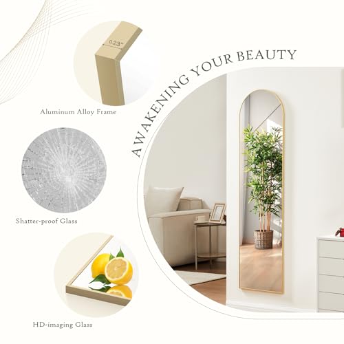 Arched Full Length Mirror 16"x59" - Floor Standing & Wall Mounted Body Mirror
