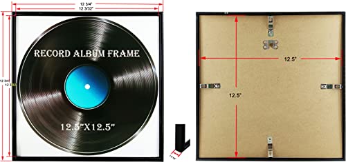 6-Pack High Gloss Vinyl Record Album Frames, 12.5x12.5 Inch Black Display