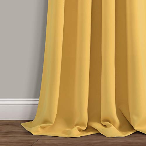 Lush Decor Insulated Grommet Blackout Window Curtain Panels, Pair, 52" W x 84" L, Yellow - Classic Modern Design - Chic Window Decor - Long Curtains For Living Room, Bedroom, Or Dining Room