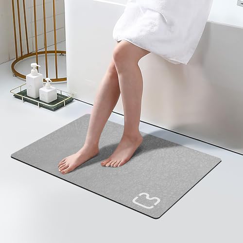 Diatomaceous Earth Stone Bath Mat Quick Dry Non-Slip Grey 15.7"x23.6"