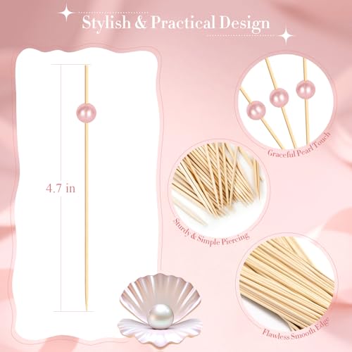 Vicuna R 200PCS Pink Pearl Cocktail Picks for Appetizers & Garnishes