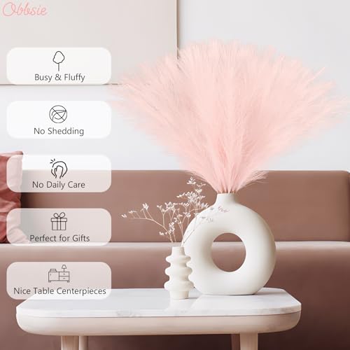 50pcs Pink Artificial Pampas Grass, 21.6-Inch Faux Floral Branches