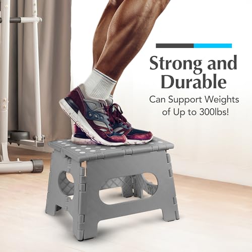 8-Inch Folding Step Stool - Non-Slip Collapsible Plastic Stool (300 lbs)
