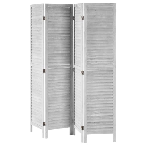 Wood Room Divider 4-Panel Folding Privacy Screen for Home & Office, 66.9 Inches Tall