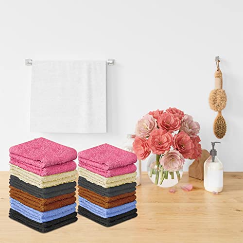 QUBA LINEN 100% Cotton Washcloth Set 24-Pack - 12x12 Absorbent Face Towels