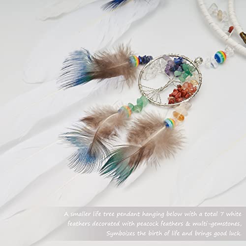 7 Chakras Tree of Life Dream Catcher Wall Decor with Healing Crystals