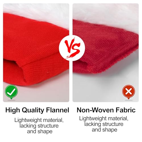 Jevrench 10-Pack Adult Santa Hats Bulk Double Layer Christmas Hats