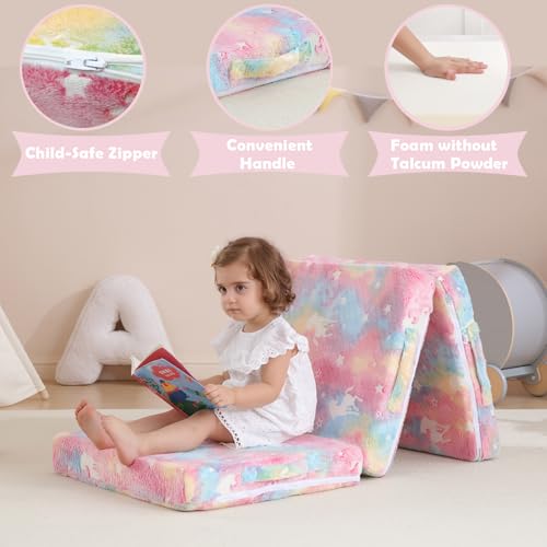 Foldable Glow-in-the-Dark Kids Floor Mattress with Storage Bag, 57x23 in
