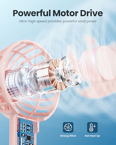Gaiatop Mini Handheld Portable Fan, 3-Speed USB Rechargeable Desk Fan