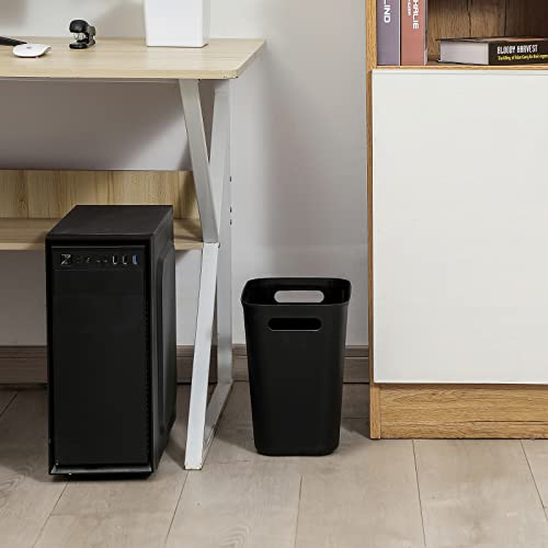 UUJOLY 3.5 Gallon Small Plastic Trash Can, Black Wastebasket for Bathroom and Office