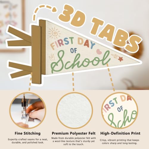 First Day of School Felt Pennant Flag - Boho Back to School Photo Prop