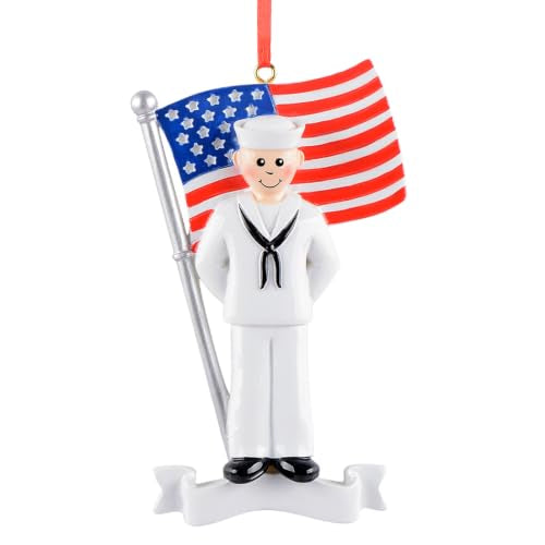 US Navy Christmas Ornament 2026 – Personalized Military Sailor Gift