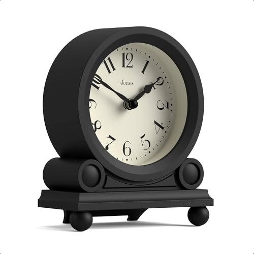 Small Traditional Mantel Clock, Black Desk & Shelf Timepiece