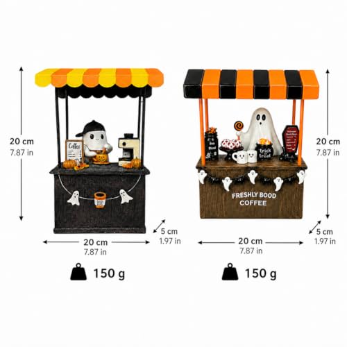 Halloween Ghost Coffee Cart Resin Figurine Tabletop Fall Home Decor