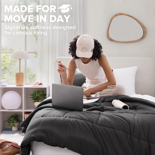 Twin Comforter Set - Lightweight Down Alternative, Charcoal Grey