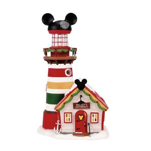 Light-Up Christmas Village Lighthouse Figurine - Hand-Painted Tabletop Decor