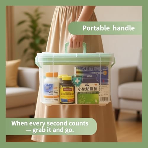 2-Pack Medicine Storage Box Set with Removable Tray and Handle