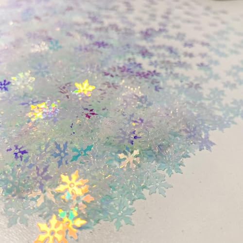 YUNILE 2500 Pieces Snowflake Confetti for Christmas Party & Craft Decorations