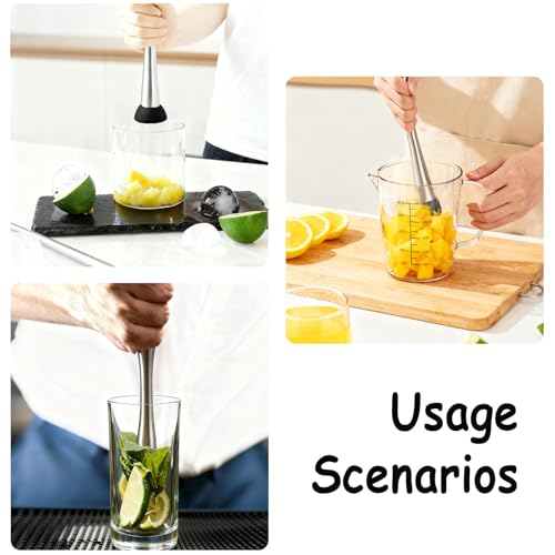 Stainless Steel Cocktail Muddler for Drinks & Fruit Crushing - Durable Bar Tool