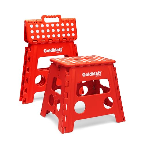 Goldblatt 12.5" Folding Step Stool 2-Pack Red Lightweight Heavy-Duty Plastic