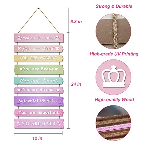 Inspirational Wooden Wall Art Hanging Plaque for Girls Bedroom Decor