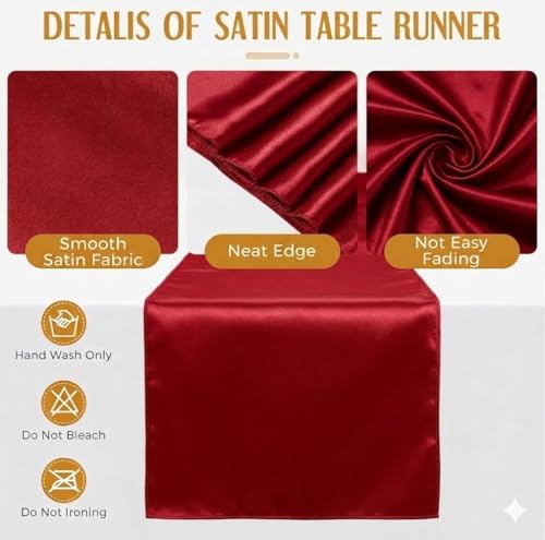 8Pack Disposable Plastic Tablecloths and Satin Table Runner Set - Wedding Party Decor H