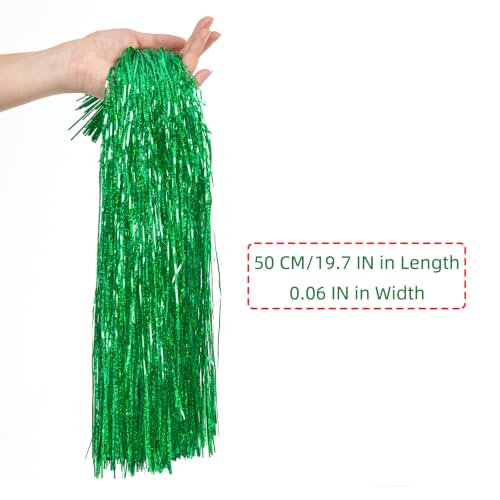 Green Christmas Tinsel Icicles 2500+ Strands Iridescent Foil Fringe Decoration