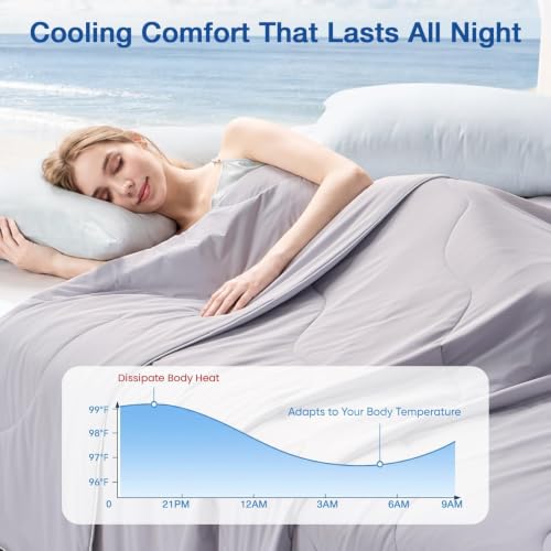 Cooling Comforter Queen Size - Lightweight Bamboo Cooling Blanket