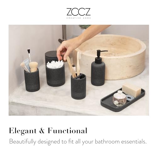 6-Piece Stone Bathroom Accessory Set - Polyresin Vanity Organizer