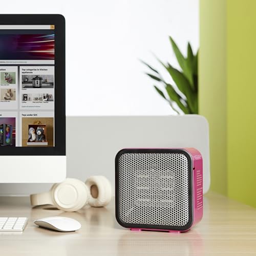 Ceramic Mini Space Heater 500W Portable Indoor Desk Heater Pink