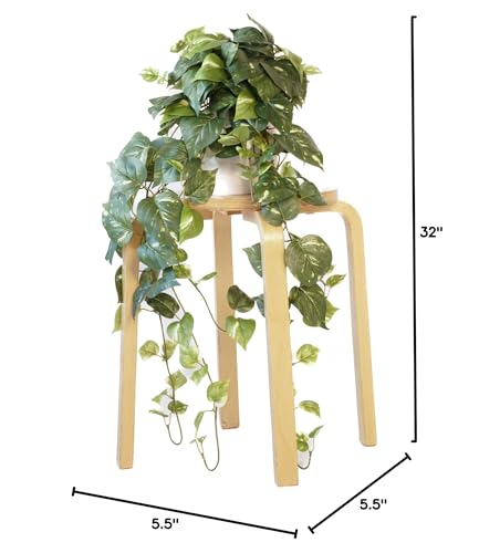 32-Inch Artificial Pothos Ivy Plant with Minimalist Pot, Variegated Silk