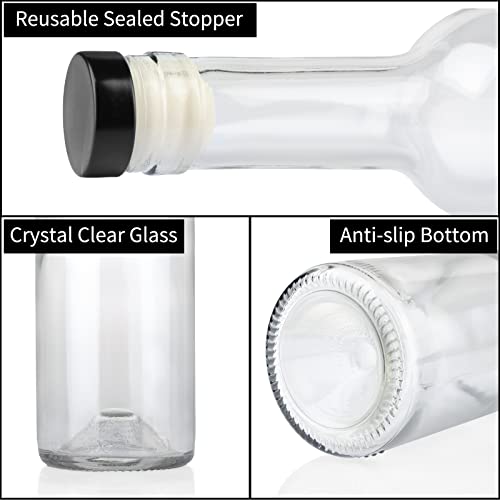 12 Pack 16oz Clear Glass Bottles with Cork Lids and Funnel for Home Brewing