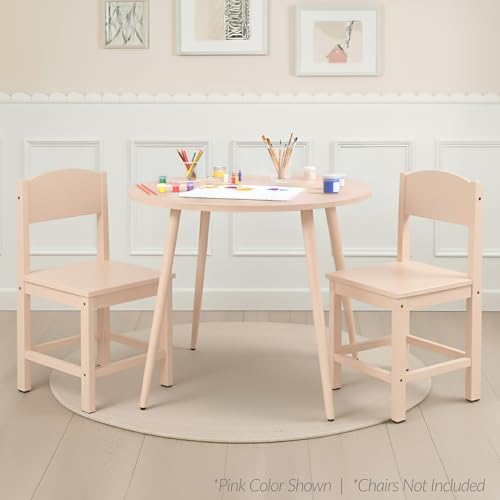 35.5-Inch Round Mid-Century Modern Dining Table for 4, Pecan Wood Finish