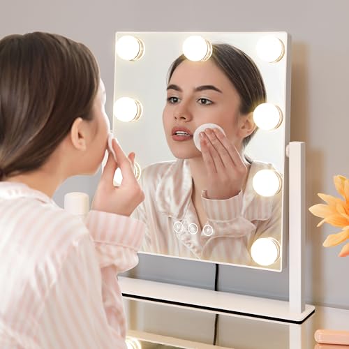 Kotdning Vanity Mirror with Lights,Lighted 9 Dimmable Bulbs for