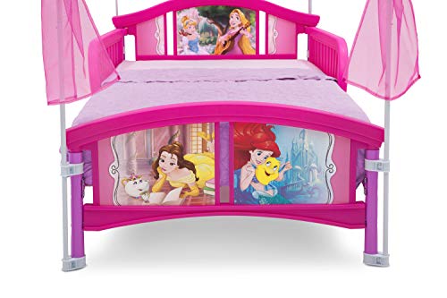 Princess Canopy Toddler Bed with Sheer Organza & Safety Guardrails