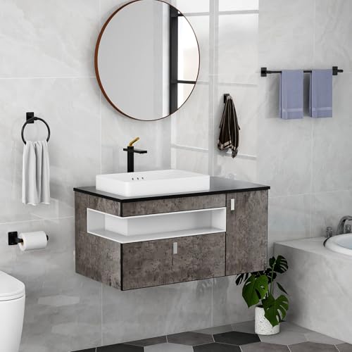 4-Piece Matte Black Bathroom Hardware Set - 24-Inch Towel Bar & Accessories