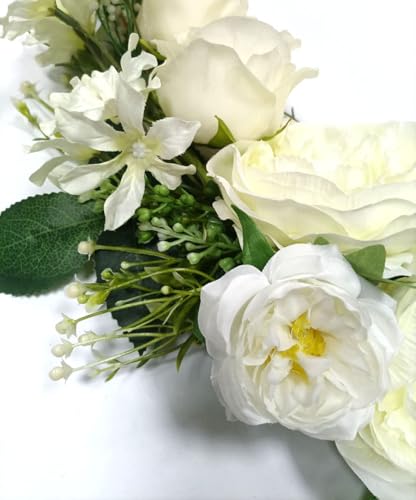 23-Inch Artificial Peony and Rose Floral Swag for Arch and Door Decor