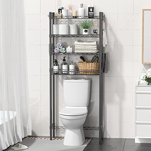 Hodonas 4-Tier Over The Toilet Storage Shelf - Gray, Adjustable, 67" Tall