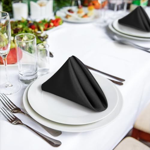 120-Piece Set of 17x17 Inch Polyester Cloth Dinner Napkins - Black
