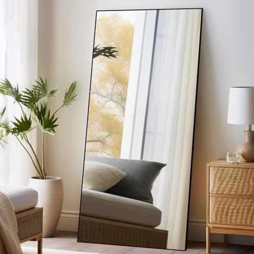 71" x 32" Full Length Floor Mirror with Metal Frame, Standing or Wall-Mounted