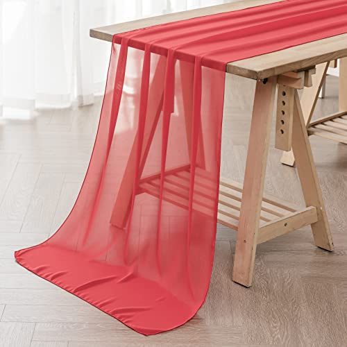 12Pack 10ft Red Chiffon Table Runners 29x120 Inches for Weddings & Parties