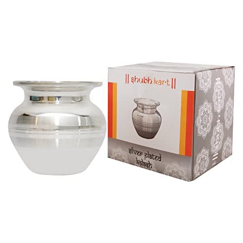 Silver Plated Kalash Pot - Medium Decorative Vessel for Puja and Rituals