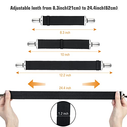 Adjustable Bed Sheet Straps Clips - Elastic Mattress Holders (8 Pack)