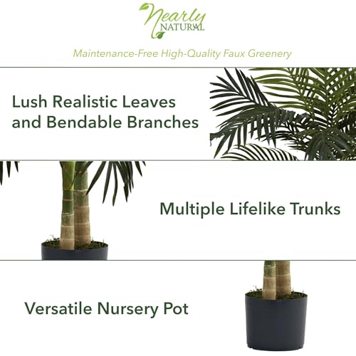 4ft Artificial Golden Cane Palm Tree - Lush Indoor Faux Plant