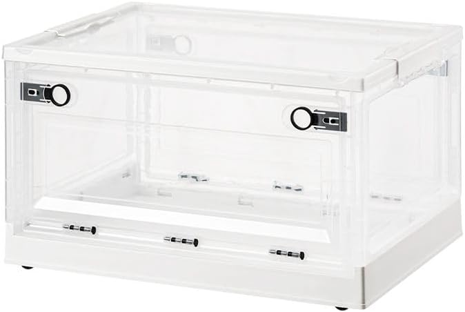 Storage Bins with Lids by [Brand Name] - 50 QT Stackable Plastic Containers with Wheels for Easy Organization | Clear Foldable Design for Home, Office, and Dorm