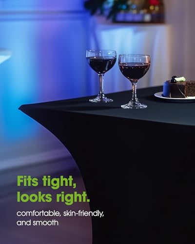 6ft Stretch Spandex Tablecloth 2-Pack - Fitted Wrinkle-Free Table Cover (Black)