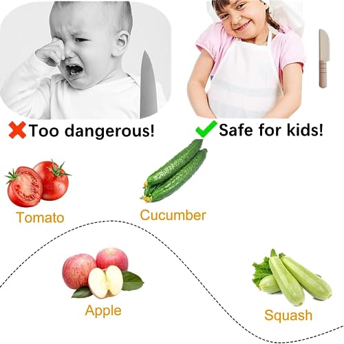 3-Piece Wooden Safe Kids Cooking Knife Set for Vegetables and Fruit