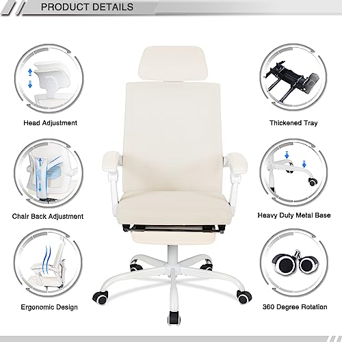 Home Office Desk and Ergonomic Mesh Chair Set with Storage Shelves