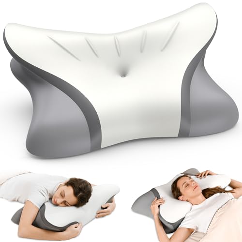 Ergonomic Cervical Neck Pillow with Cooling Memory Foam - Adjustable Height Support for All Sleep Positions